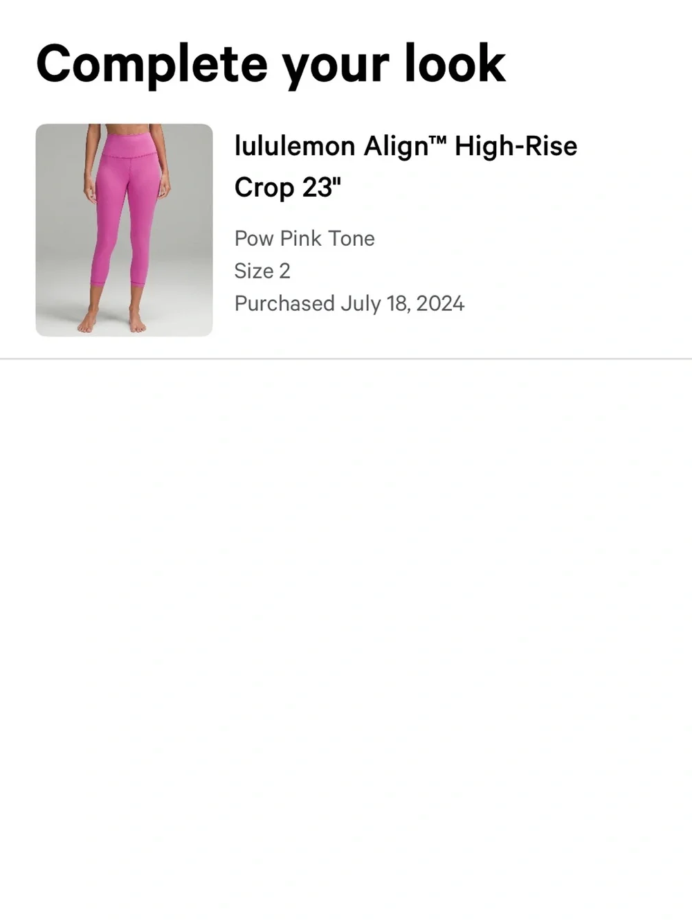 Lululemon Align 23” Crop Leggings Pow Pink Size 2